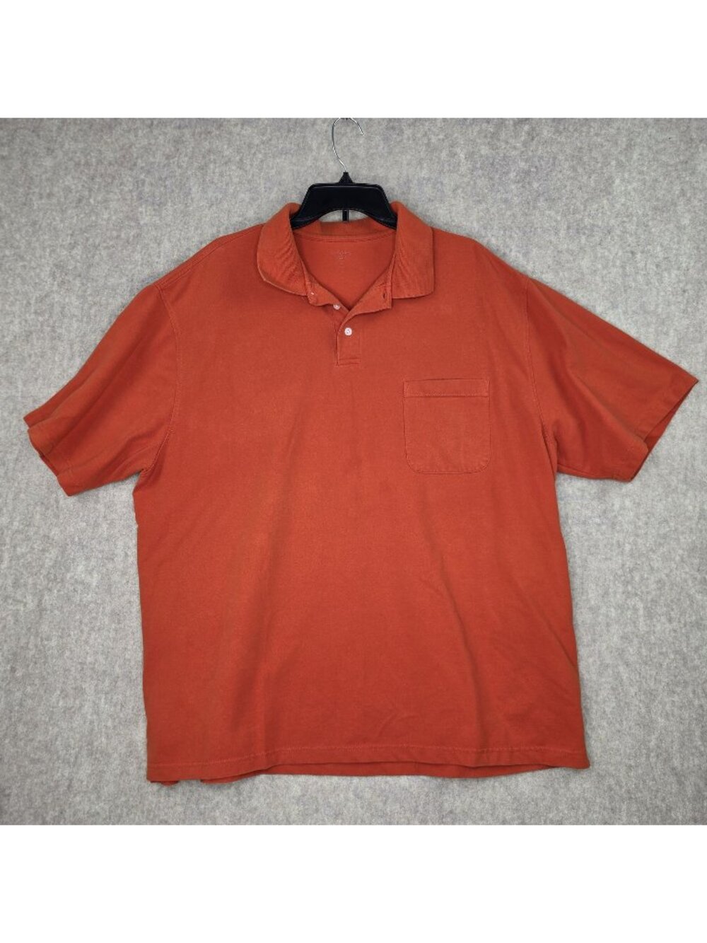 Mens Rust Orange Polo Shirt Cotton-Blend Pocket Casual Fit 2XL Short Sleeve